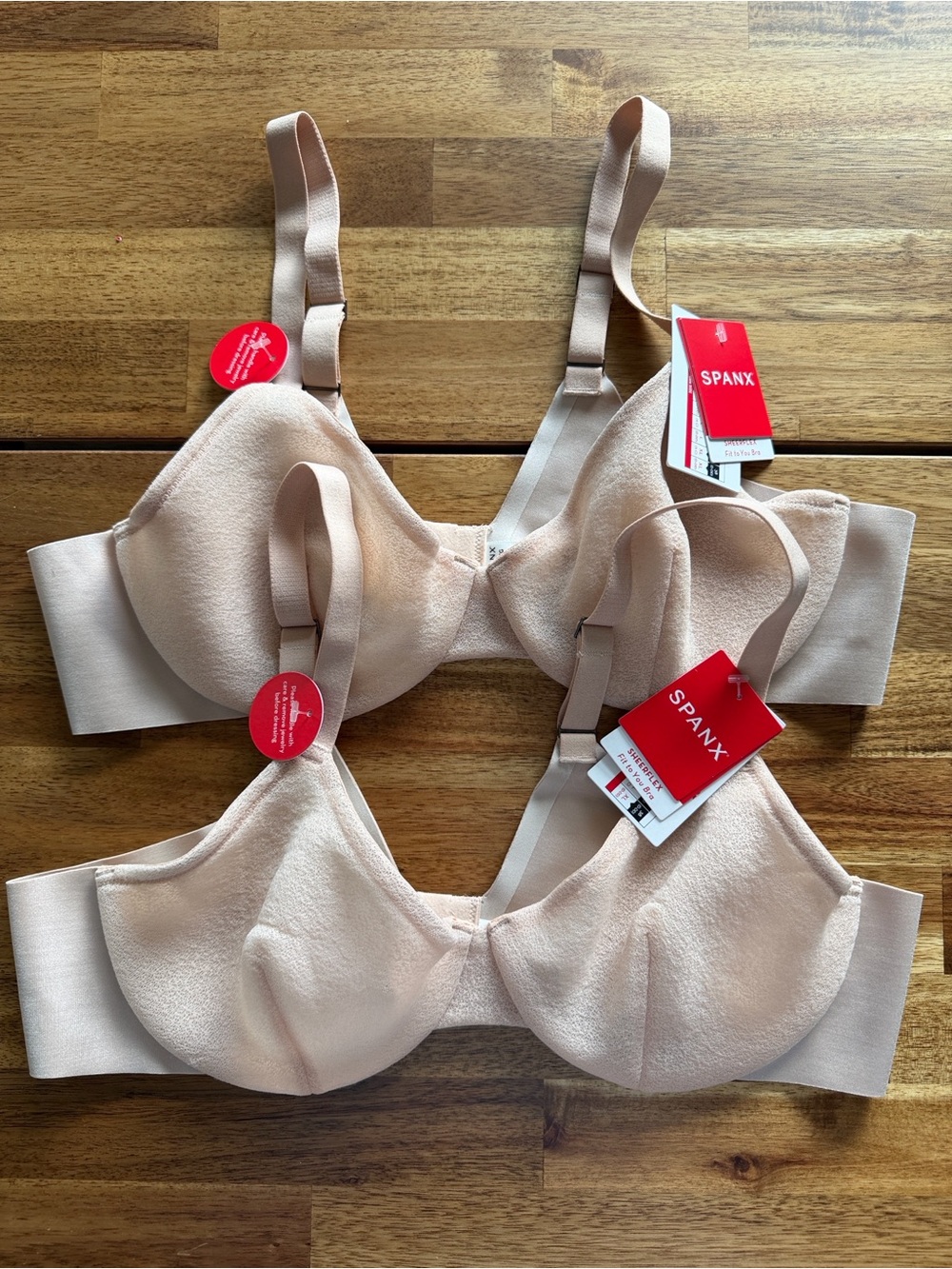 Two SPANX SHEERFLEX Fit to you sheer nude underwire bras cups A-C